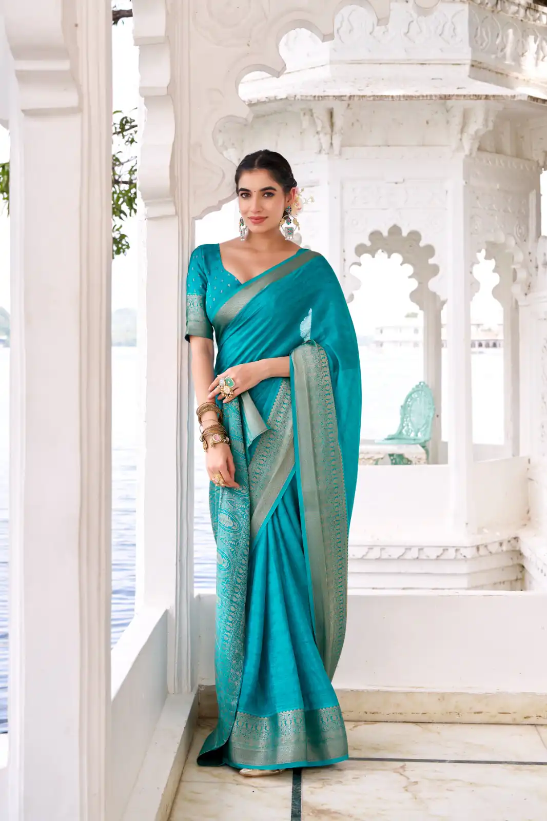 YNF 7902 Firozi Color Chinon Printed With Zari Weaving Work Saree With Zari Work. Best Price ₹1549. Delivery 4-6 Working Days. Shop now. | Bollywood Sarees, Creative Sarees, Designer Sarees, Embroidered Sarees, Ethnic Saree, Modern Digital sarees, Party Wear Sarees, Sarees
