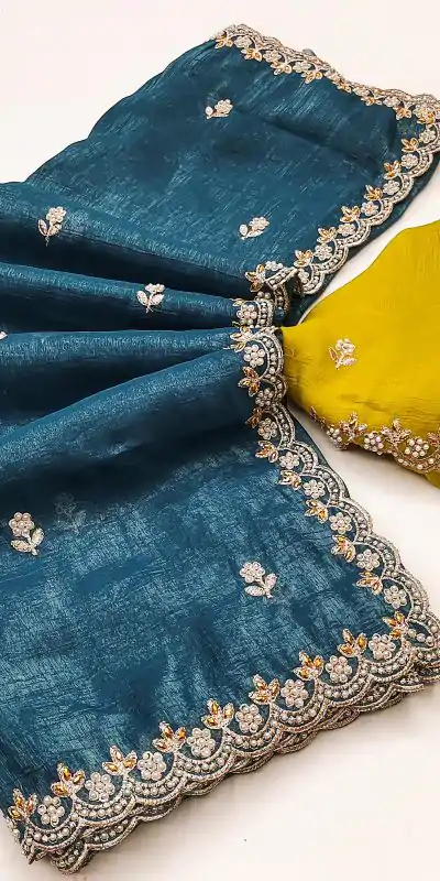 BT 1267 Firozi in Crunchy Chiffon Embroidery Work Saree . Wedding, Party, Festive, Events, Exclusive Offer ₹1749. Delivery 4-6 Working Days. Shop now. | Bollywood Sarees, Creative Sarees, Designer Sarees, Embroidered Sarees, Ethnic Saree, Modern Digital sarees, Party Wear Sarees, Sarees