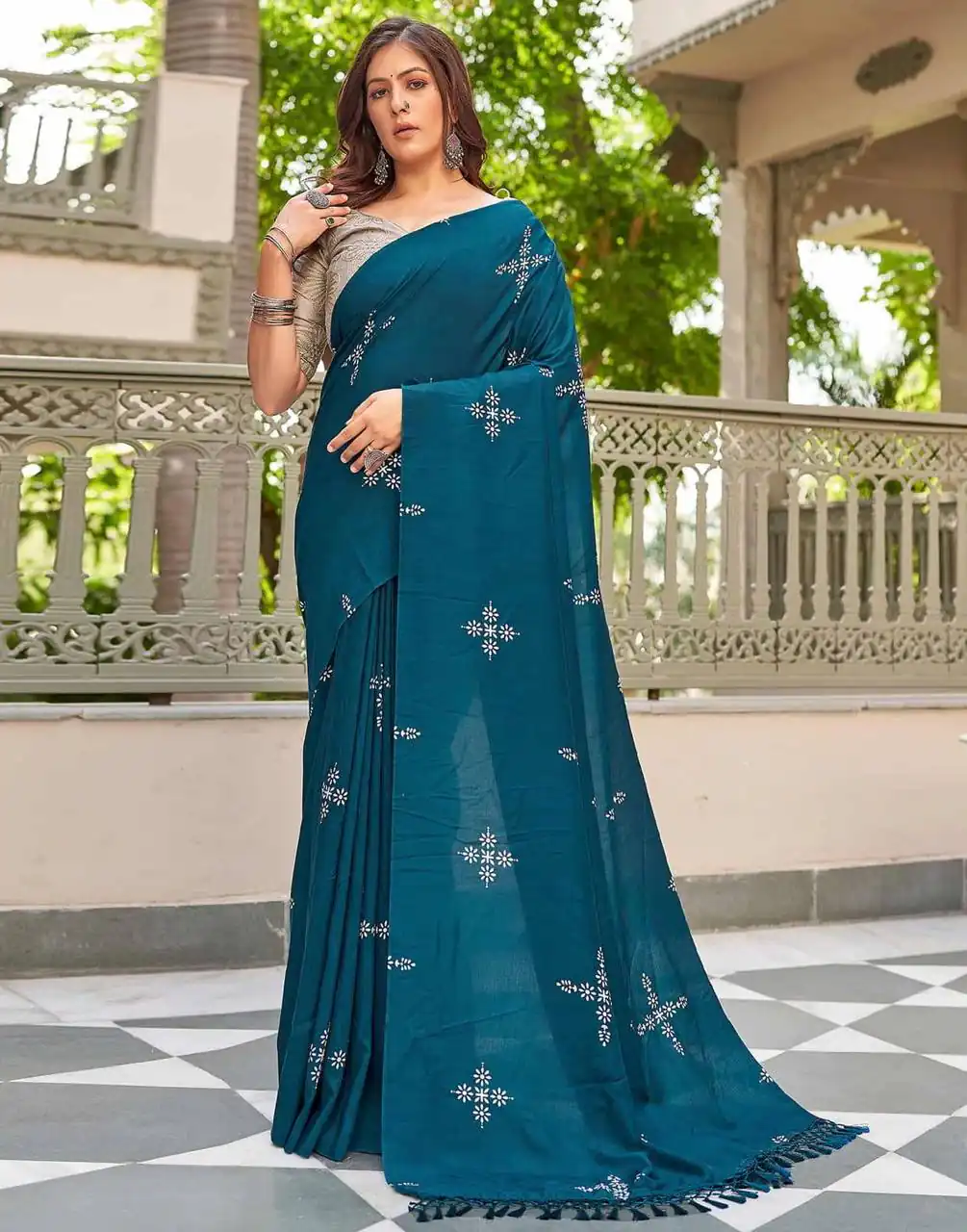 BT 1104 Firozi Natural silk with Thread Embroidery & Embroidery Work Saree . Now at just ₹1549. Delivery 4-6 Working Days. Shop now. | Bollywood Sarees, Creative Sarees, Designer Sarees, Embroidered Sarees, Ethnic Saree, Modern Digital sarees, Party Wear Sarees, Sarees