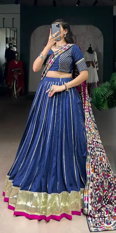 LNB 1658 Firozi Pure Chanderi with Zari Work & Gotta Patti Work Lehenga Choli . Introductory Price ₹3199. Delivery 4-6 Working Days. Shop now. | Bollywood Lehenga, Creative Lehenga, Designer Lehenga, Embroidered Lehenga, Lehenga, Party Wear Lehenga