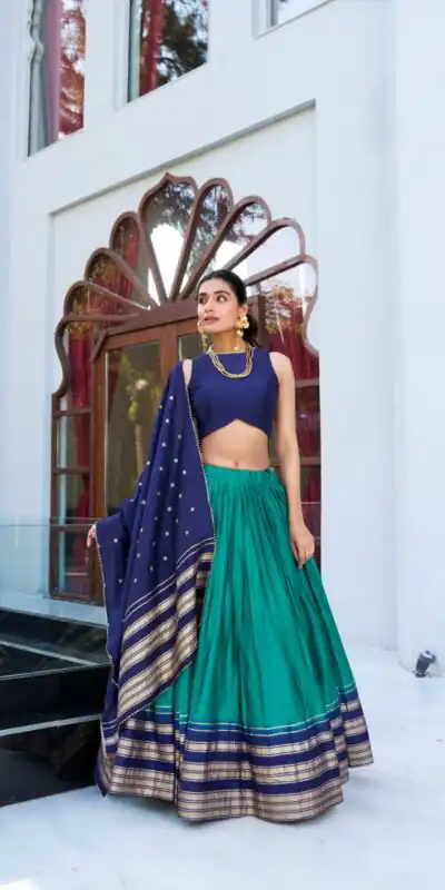 LNB 1908 Firozi in Pure Chanderi Zari Work & Lace Work Lehenga Choli . Special Price ₹2099. Delivery 4-6 Working Days. Shop now. | Bollywood Lehenga, Creative Lehenga, Designer Lehenga, Embroidered Lehenga, Lehenga, Party Wear Lehenga