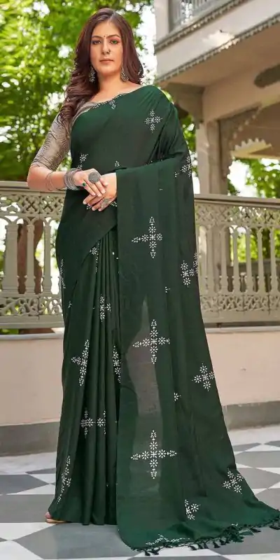 BT 1104 Green Natural silk with Thread Embroidery & Embroidery Work Saree . Now at just ₹1549. Delivery 4-6 Working Days. Shop now. | Bollywood Sarees, Creative Sarees, Designer Sarees, Embroidered Sarees, Ethnic Saree, Modern Digital sarees, Party Wear Sarees, Sarees