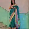 Green Soft Lichi Silk Rich Pallu Saree