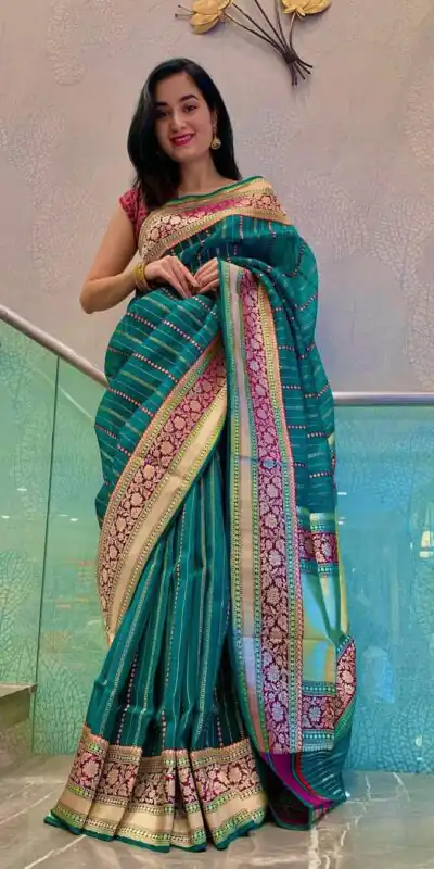 KP 6021 Green Soft Lichi Silk Cloth. With Lace Work & Lace Border Saree . Grab it for ₹1449. Delivery 4-6 Working Days. Shop now. | Bollywood Sarees, Creative Sarees, Designer Sarees, Embroidered Sarees, Ethnic Saree, Modern Digital sarees, Party Wear Sarees, Sarees