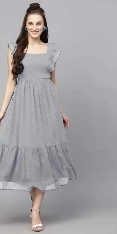 INLI Trendy Grey in Georgette Butti Designer Gown . Wedding, Party, Festive Affordable Price ₹1399. Delivery 4-6 Working Days. Shop now. | Bollywood Gowns, Creative Gowns, Designer Gowns, Embroidered Gowns, Gowns, Party Wear Gowns