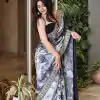 Grey Georgette Sequins Work Saree