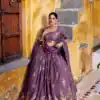 Lavender Chocolate Crush Embroidery Work Lehenga Choli