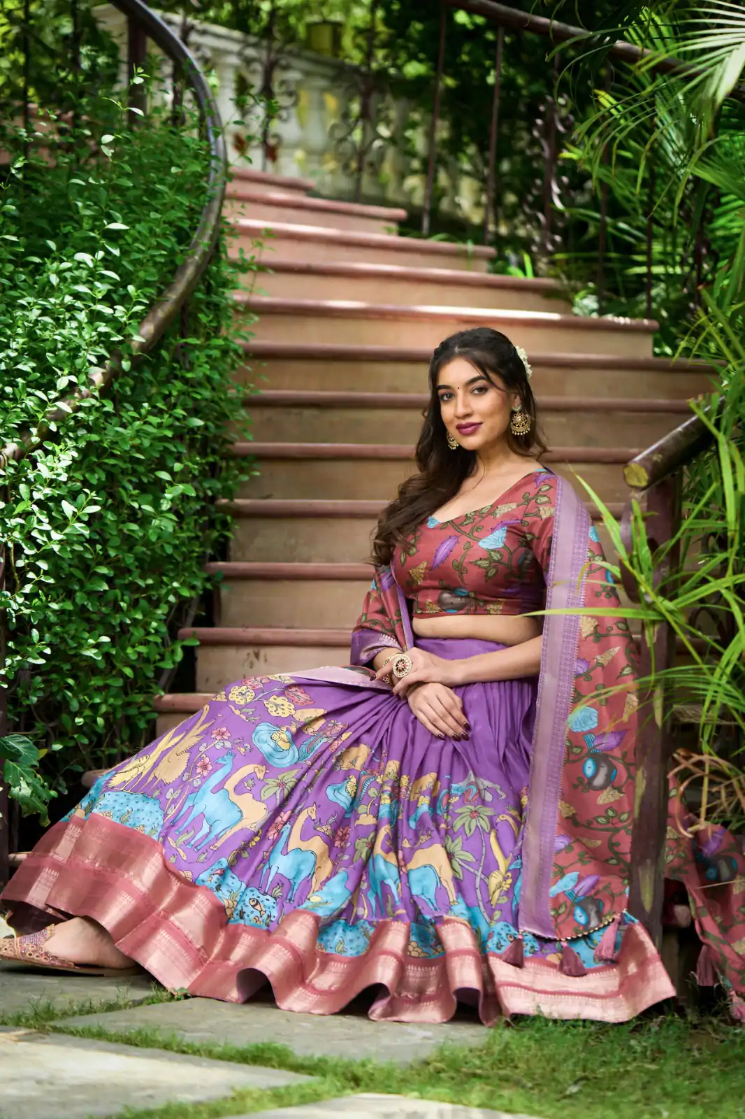 LNB 1222 Lavender Dola Silk With Kalamkari Print & Zari Work Lehenga Choli . Grab it for ₹1899. Delivery 4-6 Working Days. Shop now. | Embroidered Lehenga, Bollywood Lehenga, Creative Lehenga, Designer Lehenga, Lehenga, Party Wear Lehenga