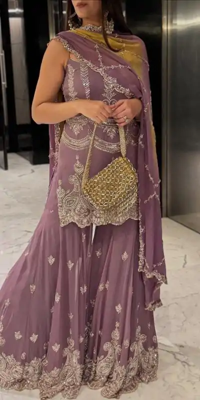 SR 1684 Lavender Faux Georgette with Embroidery Work & Digital Print Salwar Suit . Get it for ₹2149. Delivery 4-6 Working Days. Shop now. | Designer Suits, Jump Suits, Casual Suits, Creative suits, Palazzo Suits, Party Wear Suits, Patiala Suits, Salwar suit, Straight Suits