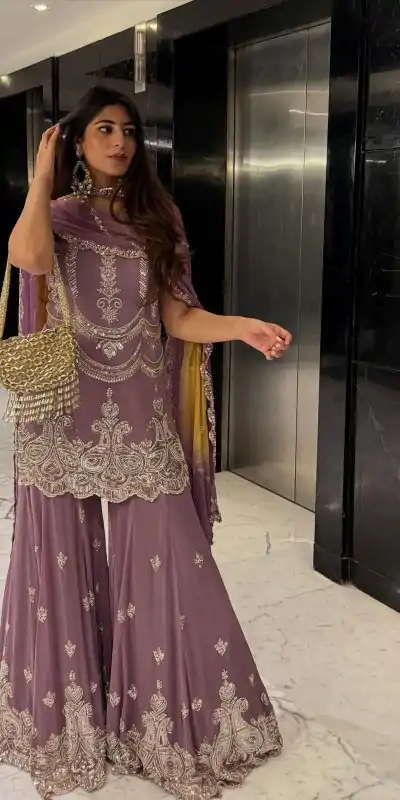 SR 1684 Lavender Faux Georgette with Embroidery Work & Digital Print Salwar Suit . Get it for ₹2149. Delivery 4-6 Working Days. Shop now. | Designer Suits, Jump Suits, Casual Suits, Creative suits, Palazzo Suits, Party Wear Suits, Patiala Suits, Salwar suit, Straight Suits
