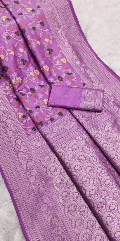 MB 96 Lavender Color Khaddi Pashmina with Zari Work & Lace Work Saree . Now at just ₹1999. Delivery 4-6 Working Days. Shop now. | Bollywood Sarees, Creative Sarees, Designer Sarees, Embroidered Sarees, Ethnic Saree, Modern Digital sarees, Party Wear Sarees, Sarees