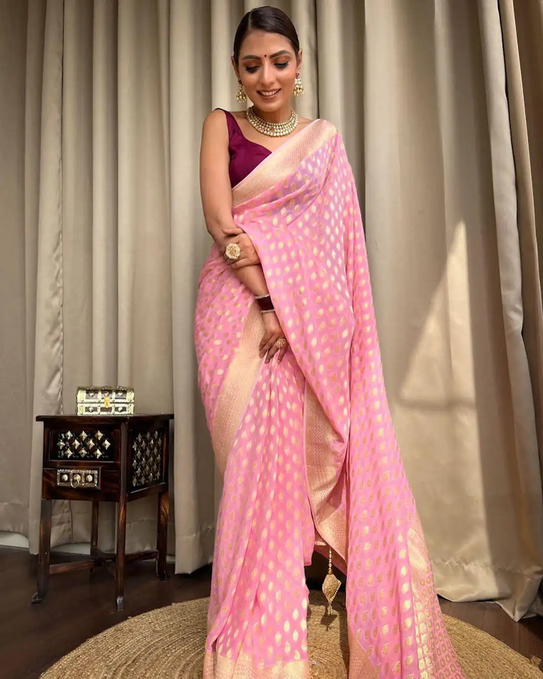 KP 5083 Light Pink Soft Lichi Silk Perfect for Wedding, Party, Family Gatherings, Sangeet, Diwali Cloth. Saree. Get it for ₹1399. Delivery 4-6 Working Days. | Bollywood Sarees, Creative Sarees, Designer Sarees, Embroidered Sarees, Ethnic Saree, Modern Digital sarees, Party Wear Sarees, Sarees