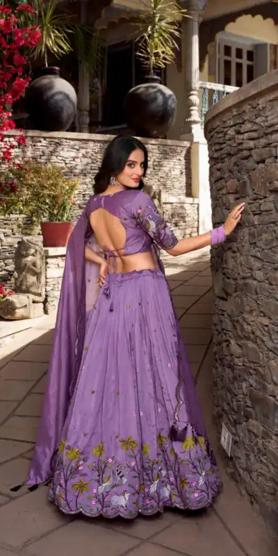 LNB 1423 Light Purple Color Vichitra Simmer and Thread Embroidery Work Lehenga Choli Wedding, Party, Festive, Events Etc. Delivery 4-6 Working Days Rs 3199 | Bollywood Lehenga, Creative Lehenga, Designer Lehenga, Embroidered Lehenga, Lehenga, Party Wear Lehenga