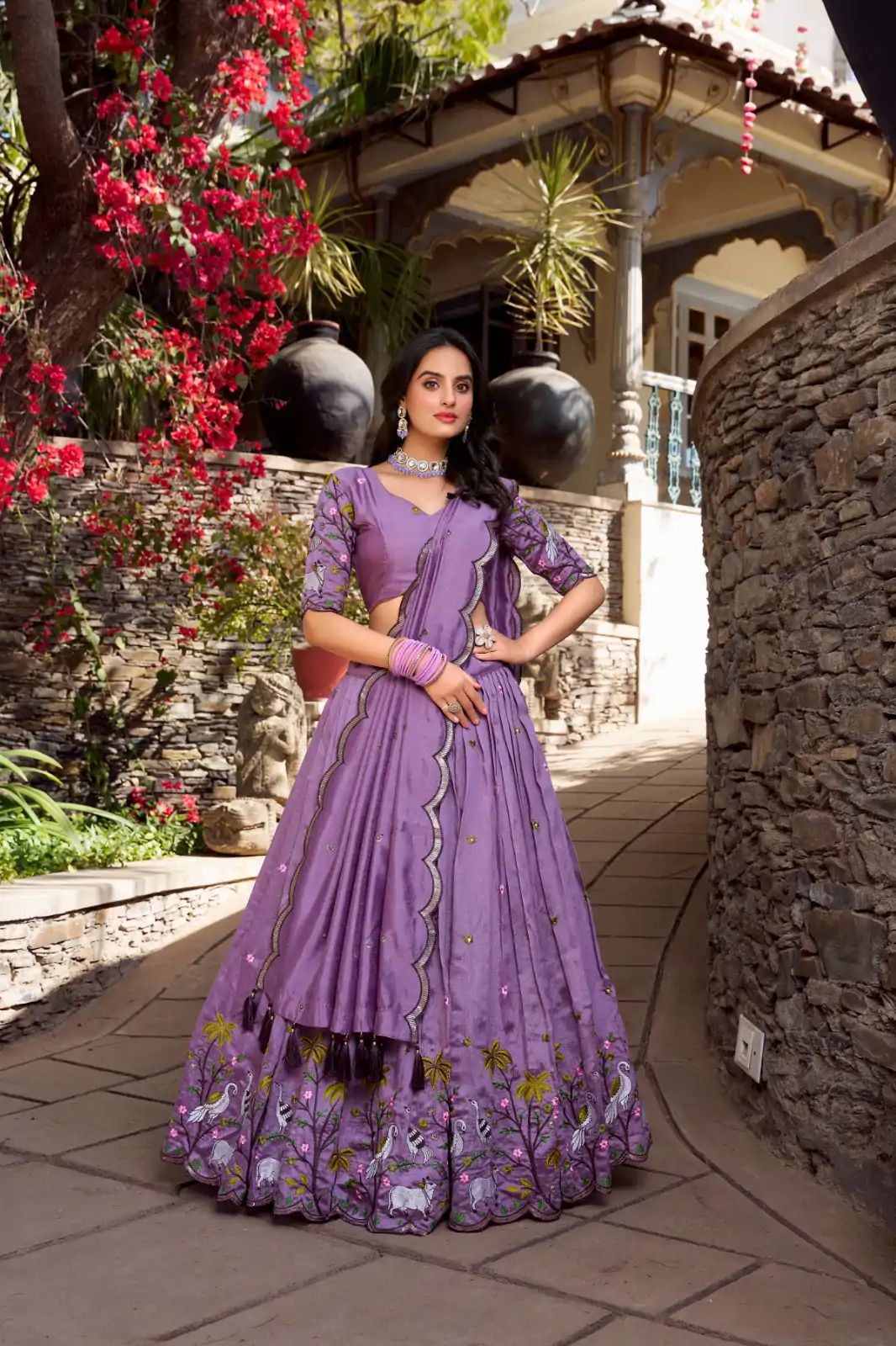 LNB 1423 Light Purple Color Vichitra Simmer and Thread Embroidery Work Lehenga Choli Wedding, Party, Festive, Events Etc. Delivery 4-6 Working Days Rs 3199 | Bollywood Lehenga, Creative Lehenga, Designer Lehenga, Embroidered Lehenga, Lehenga, Party Wear Lehenga
