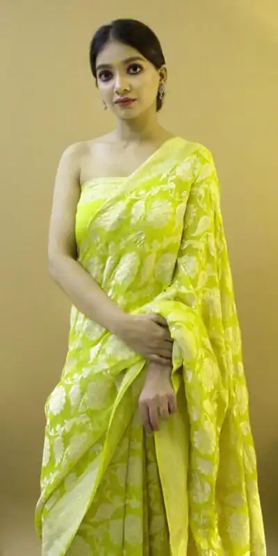 KP 1073 Light Yellow Soft Lichi Silk Saree Perfect for Wedding, Party, Sangeet, Ethnic Day, Festival Celebrations Get it for ₹1399. Delivery 4-6 Working Da | Bollywood Sarees, Creative Sarees, Designer Sarees, Embroidered Sarees, Ethnic Saree, Modern Digital sarees, Party Wear Sarees, Sarees