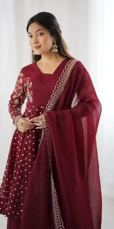 ZSR 3134 Maroon Crunchy Silk Salwar Suit Perfect for Wedding, Party, Sangeet, Anniversary, Housewarming Introductory Price ₹2399. Delivery 4-6 | Jump Suits, Casual Suits, Creative suits, Designer Suits, Palazzo Suits, Party Wear Suits, Patiala Suits, Salwar suit, Straight Suits