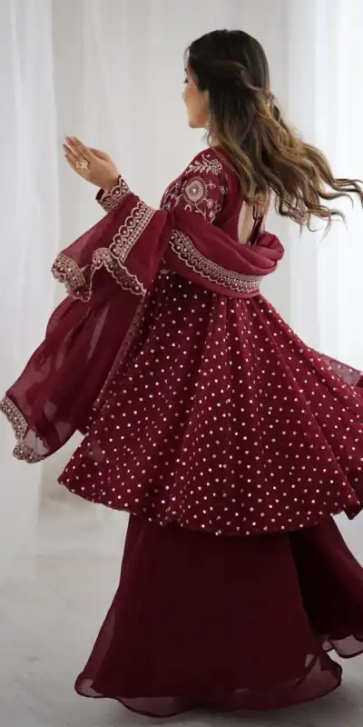 ZSR 3134 Maroon Crunchy Silk Salwar Suit Perfect for Wedding, Party, Sangeet, Anniversary, Housewarming Introductory Price ₹2399. Delivery 4-6 | Jump Suits, Casual Suits, Creative suits, Designer Suits, Palazzo Suits, Party Wear Suits, Patiala Suits, Salwar suit, Straight Suits