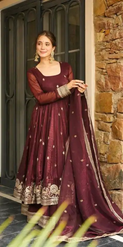 SSR 521 Maroon Crunchy Silk Embroidery Work Salwar Suit Wedding, Party, Festive, Events, Navratri Garba, Anniversary, Haldi,Best Price ₹2449. | Jump Suits, Casual Suits, Creative suits, Designer Suits, Palazzo Suits, Party Wear Suits, Patiala Suits, Salwar suit, Straight Suits
