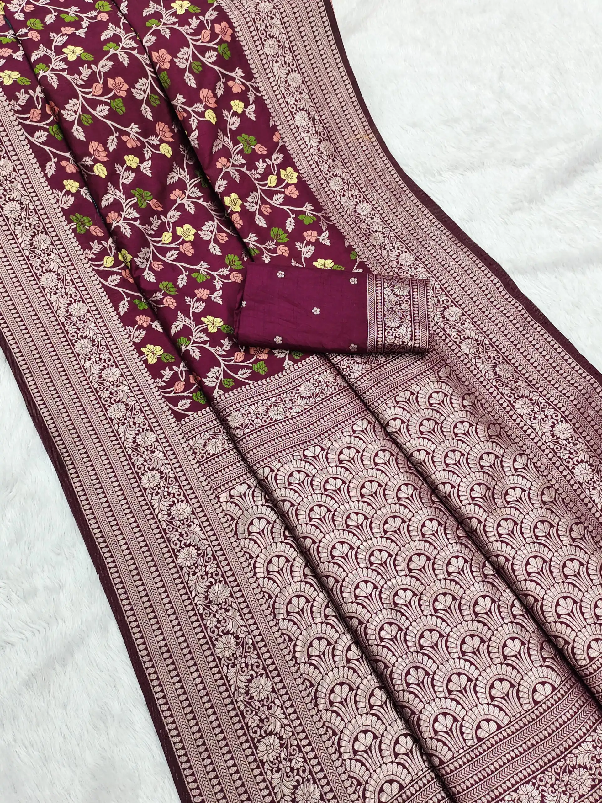 MB 96 Maroon Color Khaddi Pashmina with Zari Work & Lace Work Saree . Now at just ₹1999. Delivery 4-6 Working Days. Shop now. | Bollywood Sarees, Creative Sarees, Designer Sarees, Embroidered Sarees, Ethnic Saree, Modern Digital sarees, Party Wear Sarees, Sarees