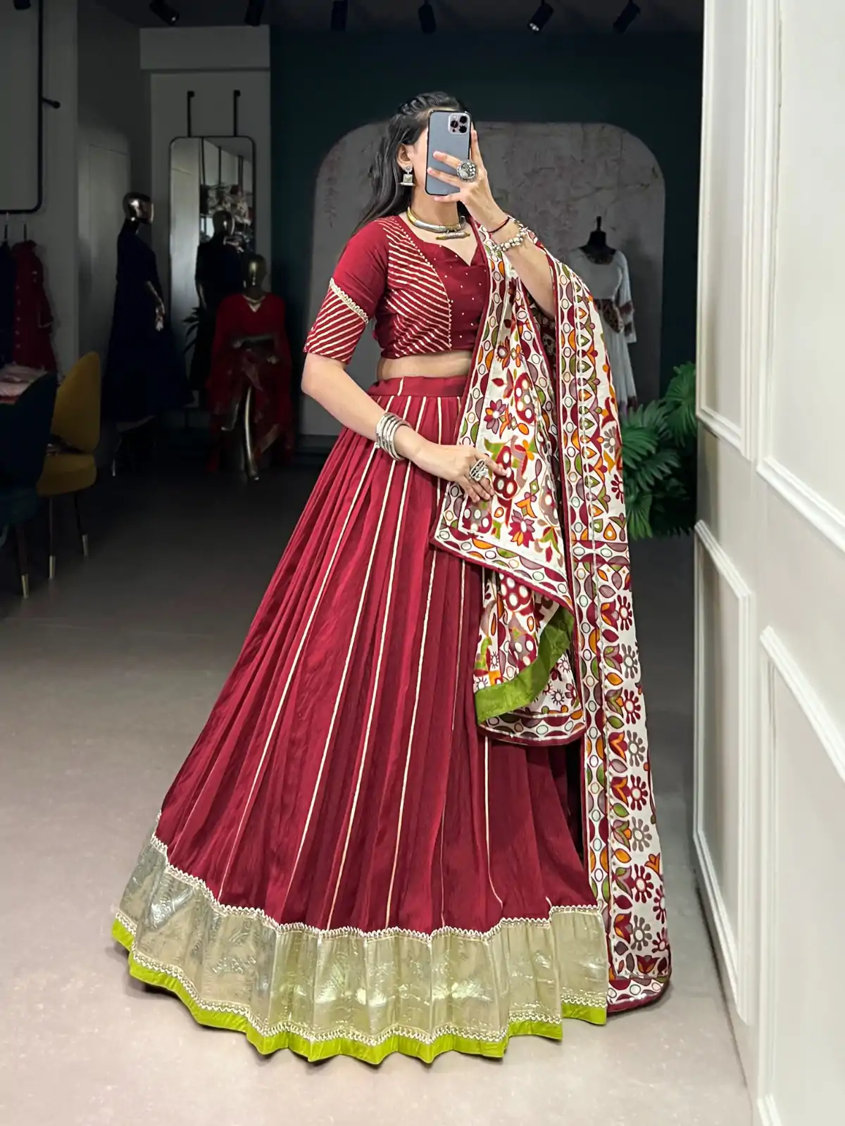 LNB 1658 Maroon Pure Chanderi with Zari Work & Gotta Patti Work Lehenga Choli . Introductory Price ₹3199. Delivery 4-6 Working Days. Shop now. | Bollywood Lehenga, Creative Lehenga, Designer Lehenga, Embroidered Lehenga, Lehenga, Party Wear Lehenga