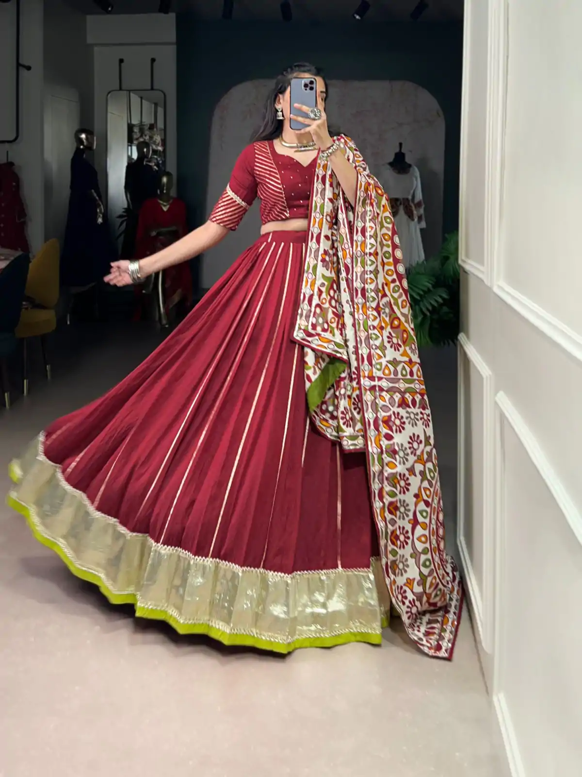LNB 1658 Maroon Pure Chanderi with Zari Work & Gotta Patti Work Lehenga Choli . Introductory Price ₹3199. Delivery 4-6 Working Days. Shop now. | Bollywood Lehenga, Creative Lehenga, Designer Lehenga, Embroidered Lehenga, Lehenga, Party Wear Lehenga