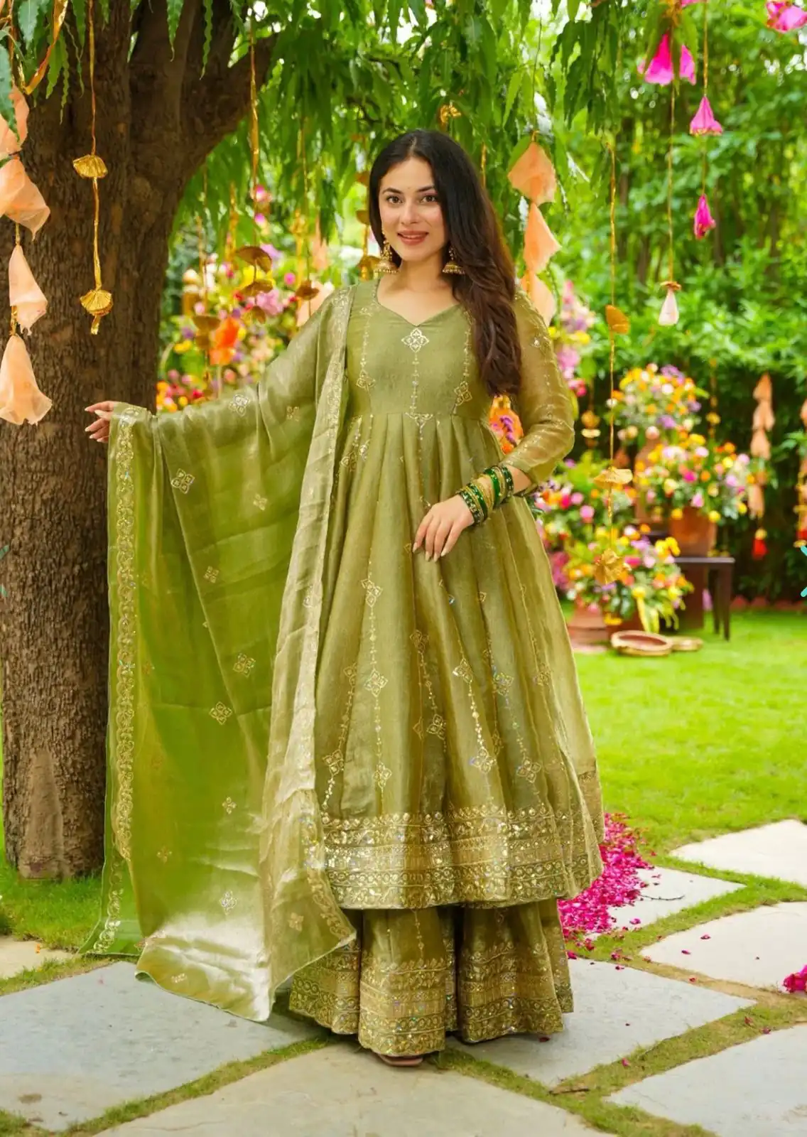 SSR 526 Mehandi Crunchy Silk With Heavy Embroidery Sequence Work With Fully Flair Salwar Suit Wedding, Party, Festive, Events, Now at just ₹2399. Delivery 4 | Jump Suits, Tops & Bottoms, Track Suits, Trendy Wear, Casual Suits, Creative suits, Designer Suits, Palazzo Suits, Party Wear Suits, Patiala Suits, Salwar suit, Straight Suits