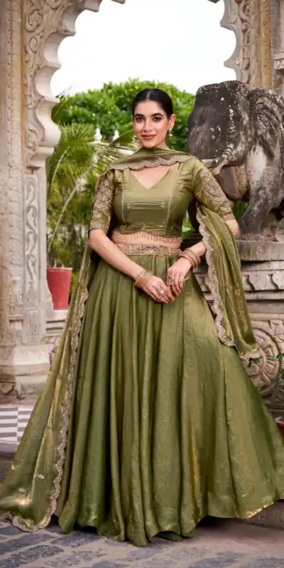 LNB 1440 Mehendi Fendi Sequins Work & Embroidery Work Lehenga Choli in . Introductory Price ₹2999. Delivery 4-6 Working Days. Shop now. | Bollywood Lehenga, Creative Lehenga, Designer Lehenga, Embroidered Lehenga, Lehenga, Party Wear Lehenga
