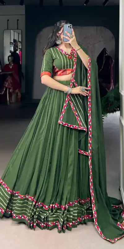 LNB 1659 Mehendi Color Pure Rayon With Mirror Work & Gamthi Work. Lehenga Choli Price ₹4199.Introductory Delivery 4-6 Working Days. Shop now. | Bollywood Lehenga, Creative Lehenga, Designer Lehenga, Embroidered Lehenga, Lehenga, Party Wear Lehenga