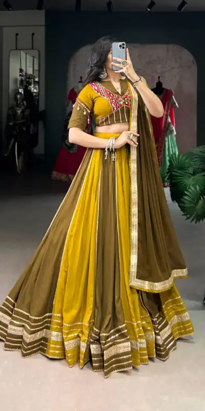 LNB 1613 Mehendi Pure Rayon Sequins Work & Mirror Work Lehenga Choli in . Festive Deal ₹2799. Delivery 4-6 Working Days. Shop now. | Bollywood Lehenga, Creative Lehenga, Designer Lehenga, Embroidered Lehenga, Lehenga, Party Wear Lehenga