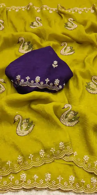 BT 1284 Mustard Crunchy Chiffon Saree Perfect for Wedding, Party, Ethnic Day, Ganesh Chaturthi, Sangeet . Best Price ₹1799. Delivery 4-6 Working Days | Bollywood Sarees, Creative Sarees, Designer Sarees, Embroidered Sarees, Ethnic Saree, Modern Digital sarees, Party Wear Sarees, Sarees