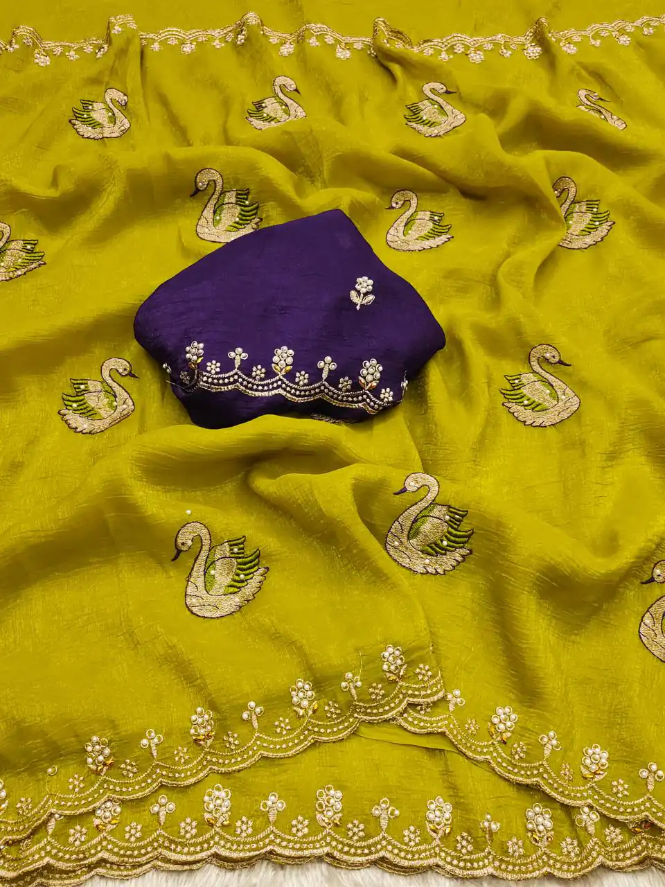 BT 1284 Mustard Crunchy Chiffon Saree Perfect for Wedding, Party, Ethnic Day, Ganesh Chaturthi, Sangeet . Best Price ₹1799. Delivery 4-6 Working Days | Bollywood Sarees, Creative Sarees, Designer Sarees, Embroidered Sarees, Ethnic Saree, Modern Digital sarees, Party Wear Sarees, Sarees