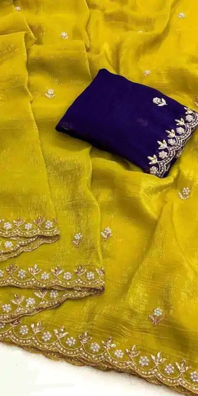 BT 1267 Mustard in Crunchy Chiffon Embroidery Work Saree . Wedding, Party, Festive, Events, Exclusive Offer ₹1749. Delivery 4-6 Working Days. Shop now. | Bollywood Sarees, Creative Sarees, Designer Sarees, Embroidered Sarees, Ethnic Saree, Modern Digital sarees, Party Wear Sarees, Sarees