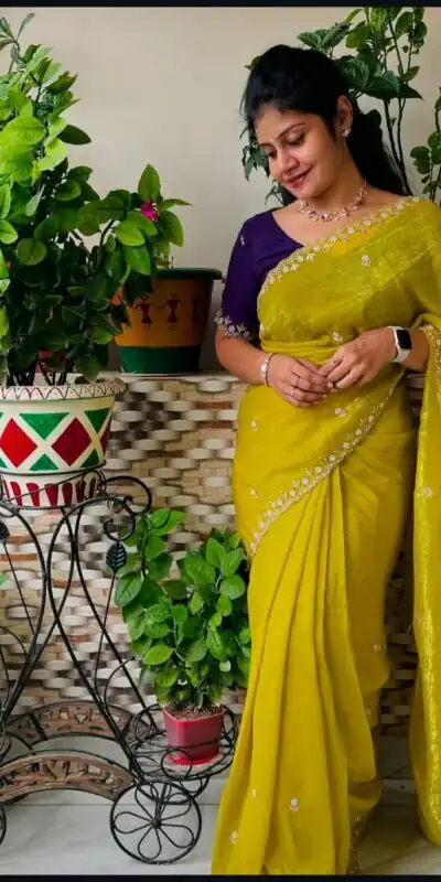 BT 1267 Mustard in Crunchy Chiffon Embroidery Work Saree . Wedding, Party, Festive, Events, Exclusive Offer ₹1749. Delivery 4-6 Working Days. Shop now. | Bollywood Sarees, Creative Sarees, Designer Sarees, Embroidered Sarees, Ethnic Saree, Modern Digital sarees, Party Wear Sarees, Sarees