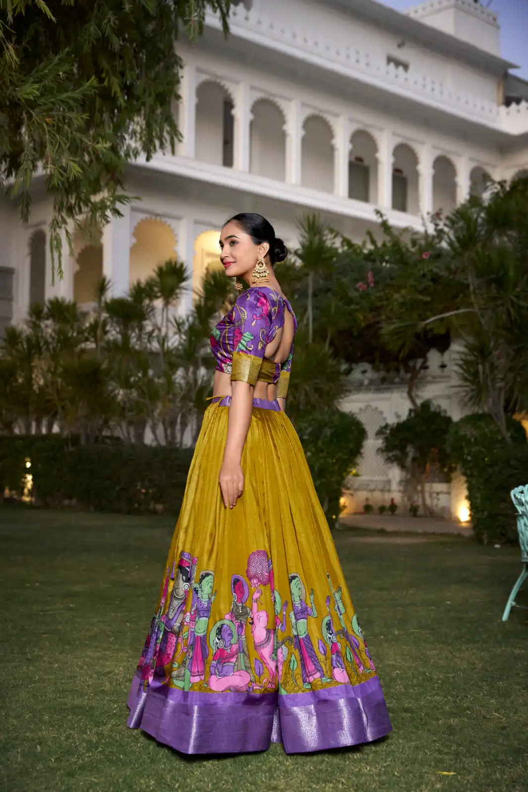 LNB 1231 Mustard Dola Silk Jacquard Silk Kalamkari Print & Zari Work Lehenga Choli in Best Price ₹1899. Delivery 4-6 Working Days. Shop now. | Bollywood Lehenga, Creative Lehenga, Designer Lehenga, Embroidered Lehenga, Lehenga, Party Wear Lehenga