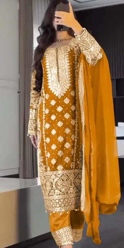 SR 1654 Maroon in Faux Georgette With Heavy Embroidery Sequence Work Wedding, Party, Festive, Events Special 4-6 Working Days At 2599/- Only | Jump Suits, Casual Suits, Creative suits, Designer Suits, Palazzo Suits, Party Wear Suits, Patiala Suits, Salwar suit, Straight Suits