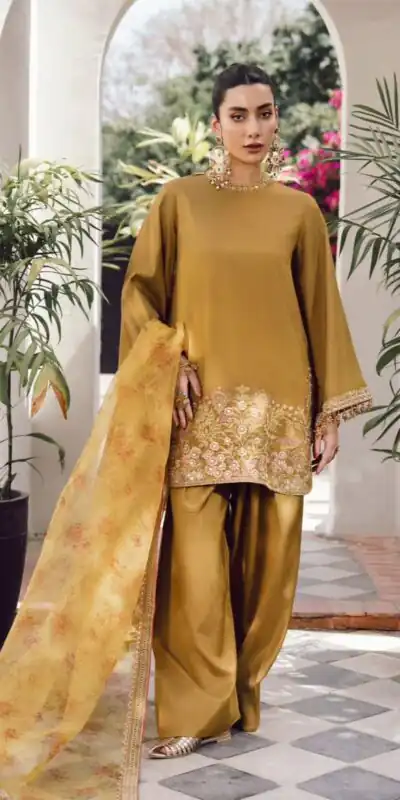 SSR 515 Mustard French Crep Silk With Embroidery Sequence Work with Digital Print & Lace Work Salwar Suit at ₹2099 only. Delivery 4-6 Days | Designer Suits, Jump Suits, Casual Suits, Creative suits, Palazzo Suits, Party Wear Suits, Patiala Suits, Salwar suit, Straight Suits