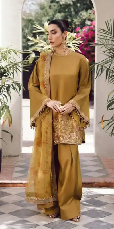 SSR 515 Mustard French Crep Silk With Embroidery Sequence Work with Digital Print & Lace Work Salwar Suit at ₹2099 only. Delivery 4-6 Days | Designer Suits, Jump Suits, Casual Suits, Creative suits, Palazzo Suits, Party Wear Suits, Patiala Suits, Salwar suit, Straight Suits