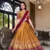 LNB 1240 Mustard Kanchipuram With Embroidery Work & Zari Work Lehenga Choli ₹2499 on Availablely. Delivery 4-6 Working Days. Shop now. | Bollywood Lehenga, Creative Lehenga, Designer Lehenga, Embroidered Lehenga, Lehenga, Party Wear Lehenga