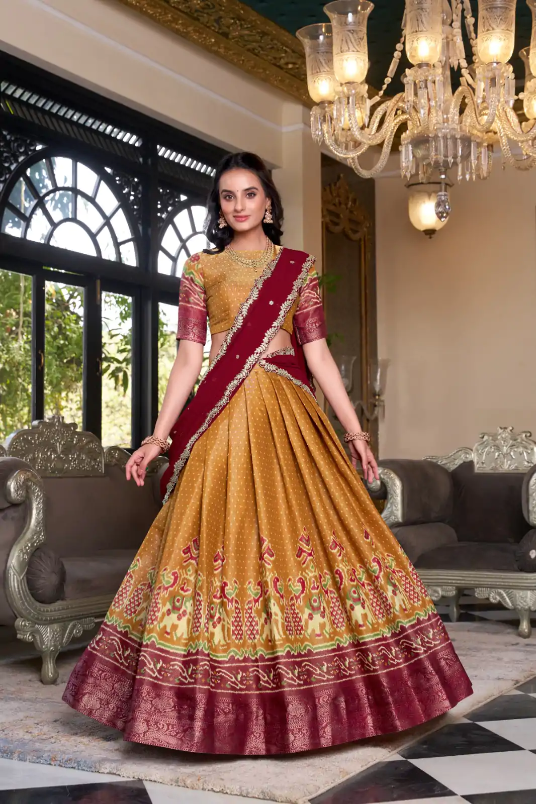 LNB 1240 Mustard Kanchipuram With Embroidery Work & Zari Work Lehenga Choli ₹2499 on Availablely. Delivery 4-6 Working Days. Shop now. | Bollywood Lehenga, Creative Lehenga, Designer Lehenga, Embroidered Lehenga, Lehenga, Party Wear Lehenga