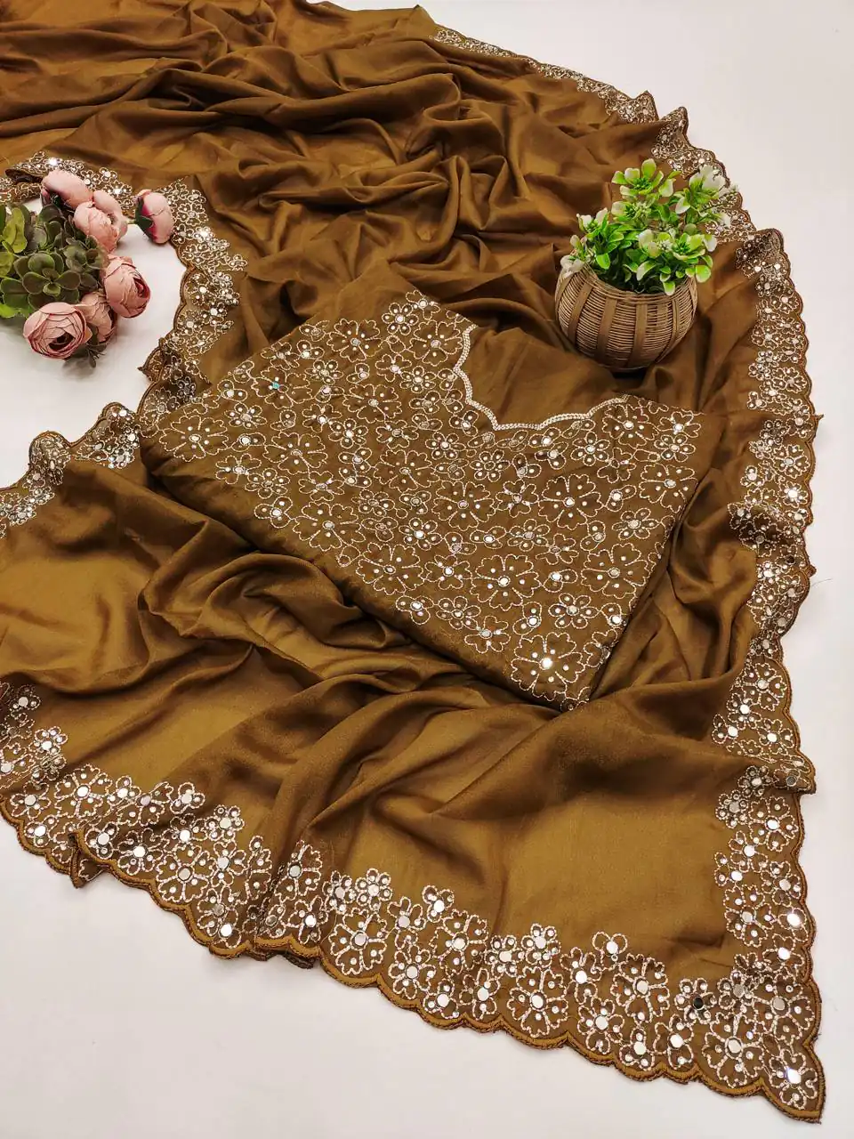 BT 12 Mustard Soft Star Georgette Silk with Embroidery Work & Mirror Work Saree . Exclusive Offer ₹1999. Delivery 4-6 Working Days. Shop now. | Bollywood Sarees, Creative Sarees, Designer Sarees, Embroidered Sarees, Ethnic Saree, Modern Digital sarees, Party Wear Sarees, Sarees