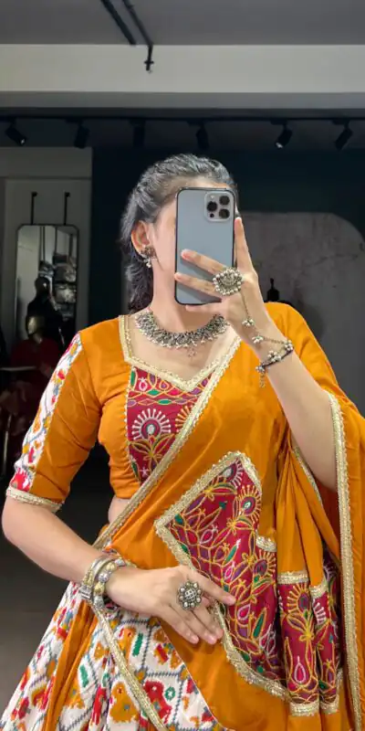 LNB 1685 Mustard Color Tussar Silk Patola Foil Printed Lehenga Choli Festive, Wedding, Party, Events Expected Etc. Delivery 4-6 Working Days @2199/- | Bollywood Lehenga, Creative Lehenga, Designer Lehenga, Embroidered Lehenga, Lehenga, Party Wear Lehenga