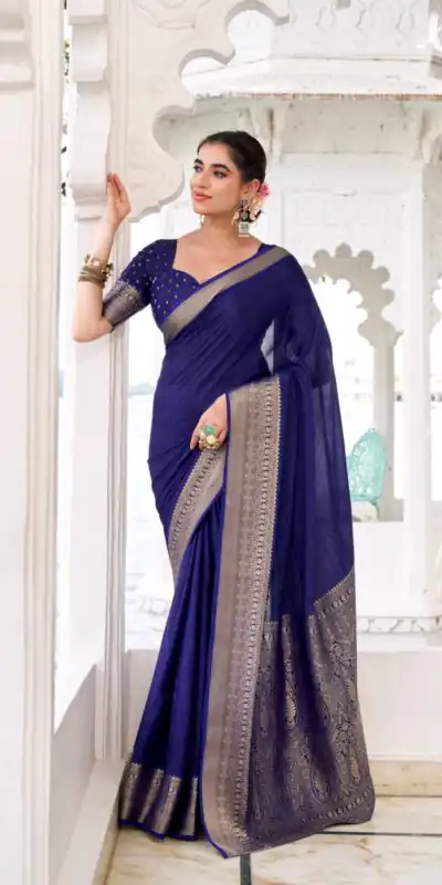 YNF 7902 Navy Blue Color Chinon Printed With Zari Weaving Work Saree With Zari Work. Best Price ₹1549. Delivery 4-6 Working Days. Shop now. | Bollywood Sarees, Creative Sarees, Designer Sarees, Embroidered Sarees, Ethnic Saree, Modern Digital sarees, Party Wear Sarees, Sarees