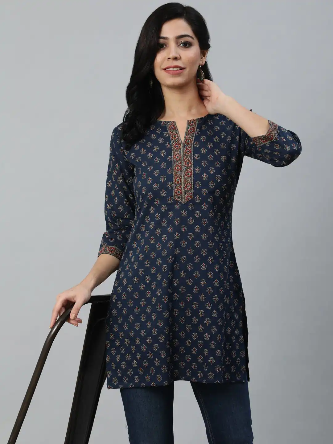 INLI Blush 2.0 Navy Blue Cotton Printed Designer Work Kurti in . Wedding, Party, Festive, Events, Special Price ₹1269. Delivery 4-6 Working Days. Shop now. | Bollywood Kurti, Creative Kurtis, Designer Kurti, Kurti, Party Wear Kurti, Selfie Kurti