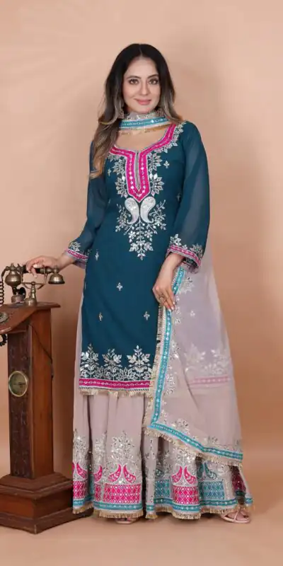 SRK 5260 Pink Faux Georgette With 5mm Embroidery Sequence Work Perfect for Wedding, Party, Karwa Chauth, Ethnic Day, Baisakhi Beast Price At 2149/- Only | Jump Suits, Casual Suits, Creative suits, Designer Suits, Palazzo Suits, Party Wear Suits, Patiala Suits, Salwar suit, Straight Suits