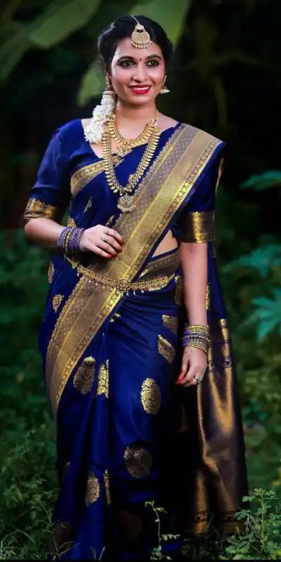 KP 3035 Navy Blue Soft Lichi Silk Saree Perfect for Wedding, Party, Housewarming, Raksha Bandhan, Family Gatherings . Exclusive Offer ₹1399. Delivery | Bollywood Sarees, Creative Sarees, Designer Sarees, Embroidered Sarees, Ethnic Saree, Modern Digital sarees, Party Wear Sarees, Sarees