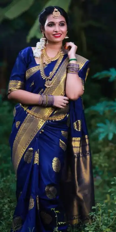 KP 3035 Navy Blue Soft Lichi Silk Saree Perfect for Wedding, Party, Housewarming, Raksha Bandhan, Family Gatherings . Exclusive Offer ₹1399. Delivery | Bollywood Sarees, Creative Sarees, Designer Sarees, Embroidered Sarees, Ethnic Saree, Modern Digital sarees, Party Wear Sarees, Sarees