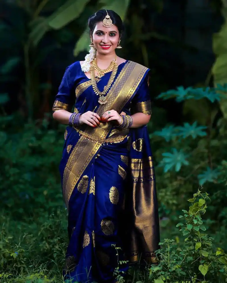 KP 3035 Navy Blue Soft Lichi Silk Saree Perfect for Wedding, Party, Housewarming, Raksha Bandhan, Family Gatherings . Exclusive Offer ₹1399. Delivery | Bollywood Sarees, Creative Sarees, Designer Sarees, Embroidered Sarees, Ethnic Saree, Modern Digital sarees, Party Wear Sarees, Sarees