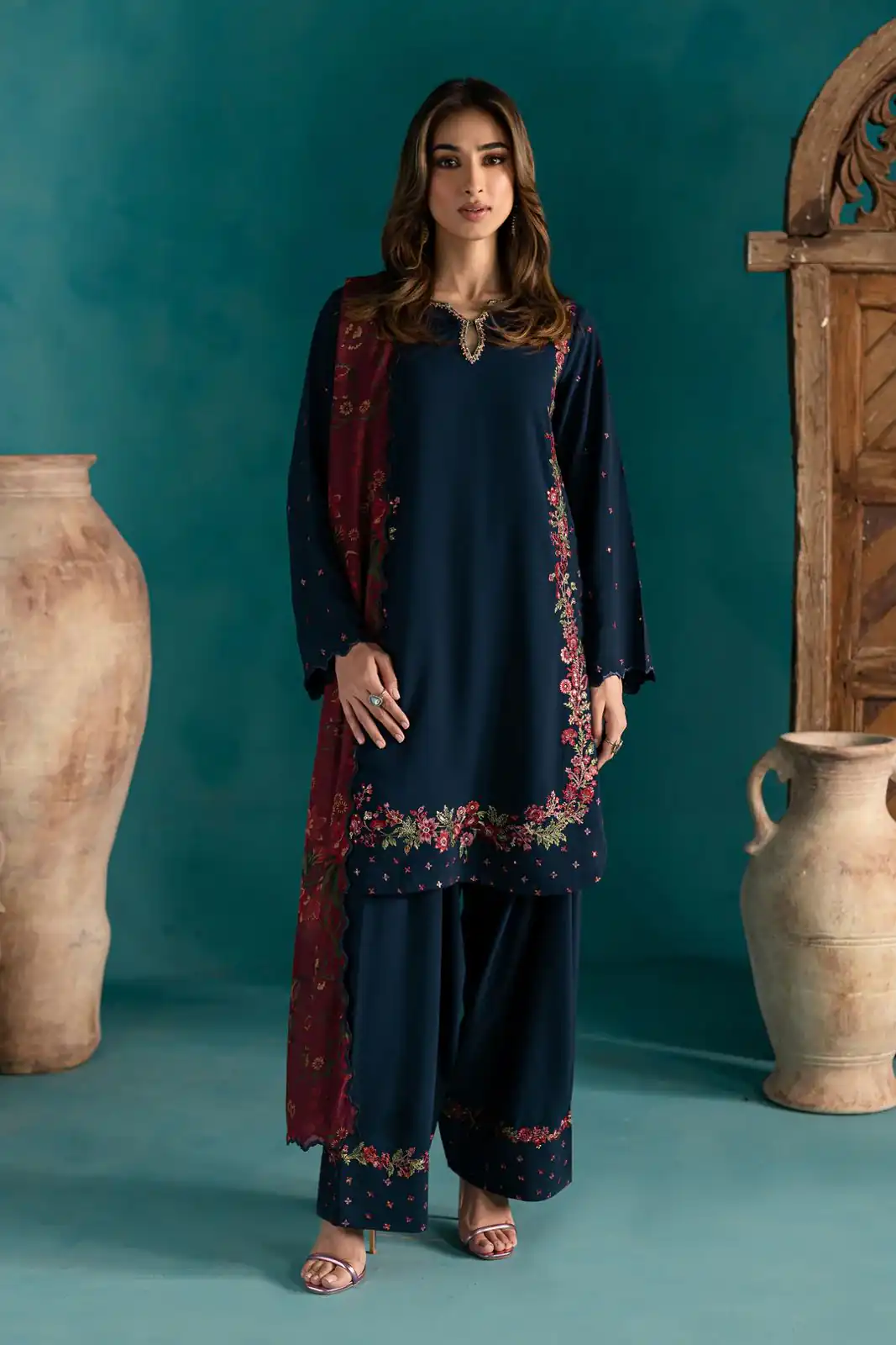 ZSR 3123 Navy Blue Pure Natural Crep Silk with Embroidery Work & Digital Print Salwar Suit . Now at just ₹2049. Delivery 4-6 Working Days. | Designer Suits, Jump Suits, Casual Suits, Creative suits, Palazzo Suits, Party Wear Suits, Patiala Suits, Salwar suit, Straight Suits