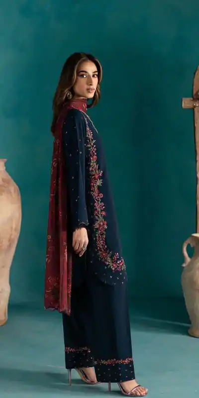 ZSR 3123 Navy Blue Pure Natural Crep Silk with Embroidery Work & Digital Print Salwar Suit . Now at just ₹2049. Delivery 4-6 Working Days. | Designer Suits, Jump Suits, Casual Suits, Creative suits, Palazzo Suits, Party Wear Suits, Patiala Suits, Salwar suit, Straight Suits