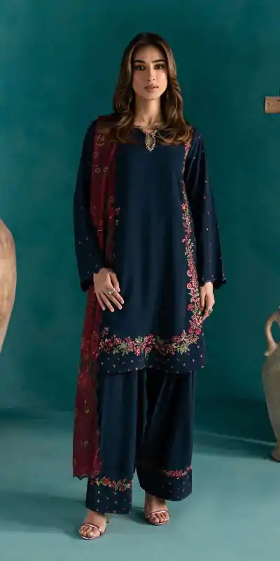 ZSR 3123 Navy Blue Pure Natural Crep Silk with Embroidery Work & Digital Print Salwar Suit . Now at just ₹2049. Delivery 4-6 Working Days. | Designer Suits, Jump Suits, Casual Suits, Creative suits, Palazzo Suits, Party Wear Suits, Patiala Suits, Salwar suit, Straight Suits